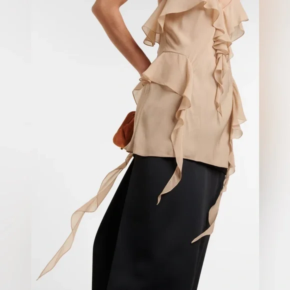 NWT KHAITE Piet ruffled silk georgette camisole - Picture 6 of 6